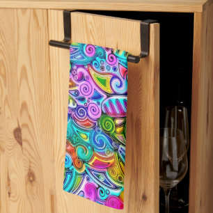 Very colourfully abstract forms art 9 tea towel