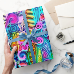 Very colourfully abstract forms art 9 wrapping paper