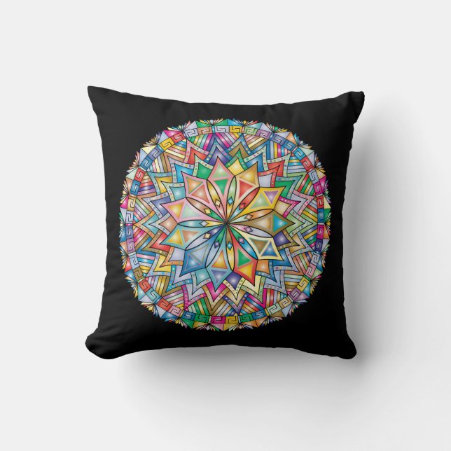Very Cool and Colourful Mandala Cushion (Front)