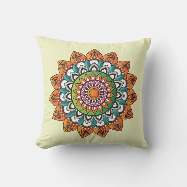 Very Cool and Colourful Mandala Pattern Cushion (Front)