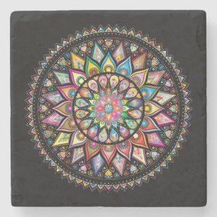 Very Cool and Colourful Mandala Stone Coaster