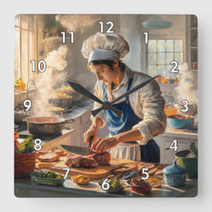 Very Cool and Colourful Perfect Chef Square Wall Clock