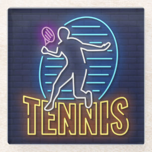 Very Cool and Colourful Simulated Neon Tennis Glass Coaster