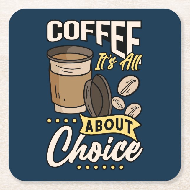 Very Cool and Cute Coffee or Java Square Paper Coaster (Front)