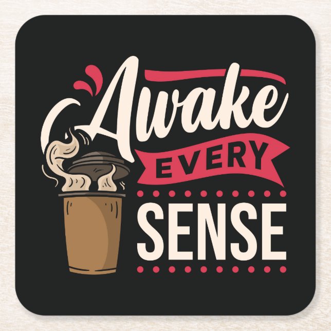 Very Cool and Cute Coffee or Java Square Paper Coaster (Front)