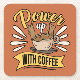 Very Cool and Cute Coffee or Java Square Paper Coaster