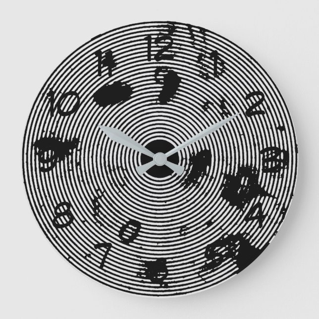 Very Cool Black and White Abstract Pattern Large Clock (Front)