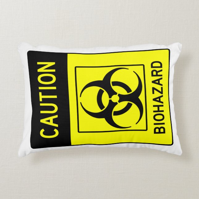 Very Cool CAUTION BIOHAZARD Sign Accent Pillow (Front)