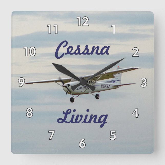 Very Cool Cessna Living Aeroplane Square Wall Clock (Front)
