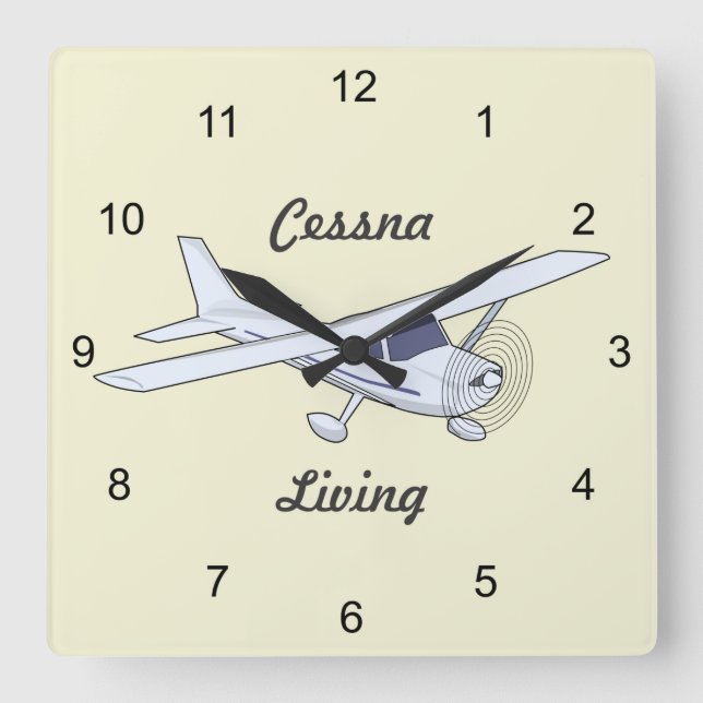 Very Cool Cessna Living Aeroplane Square Wall Clock (Front)