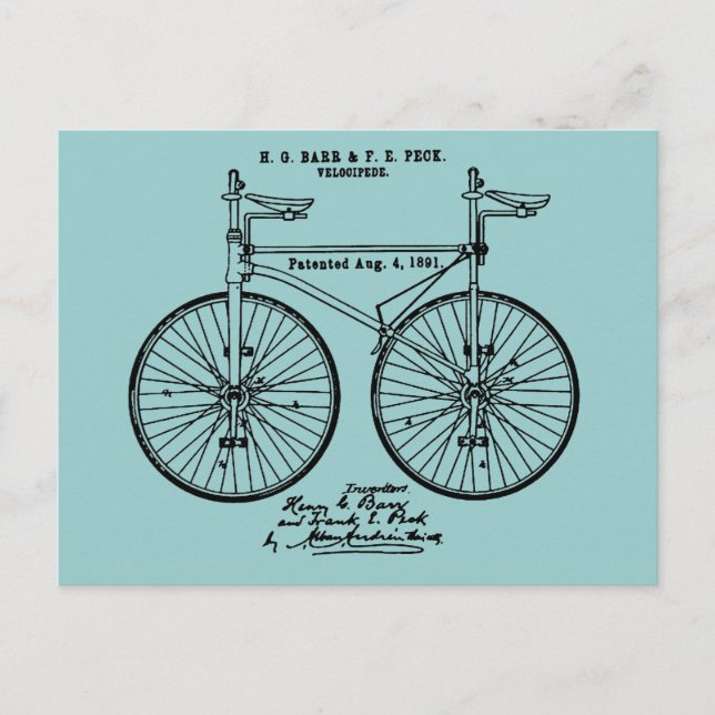Very cool Cycling Velo Patent gift Postcard (Front)