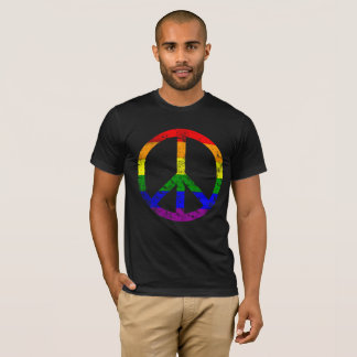 Very Cool Distressed Rainbow Flag Peace Sign T-Shirt