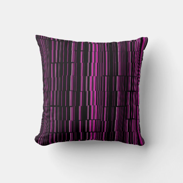 Very Cool Modern Magenta Striped Cushion (Front)
