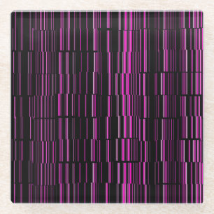 Very Cool Modern Magenta Striped Glass Coaster