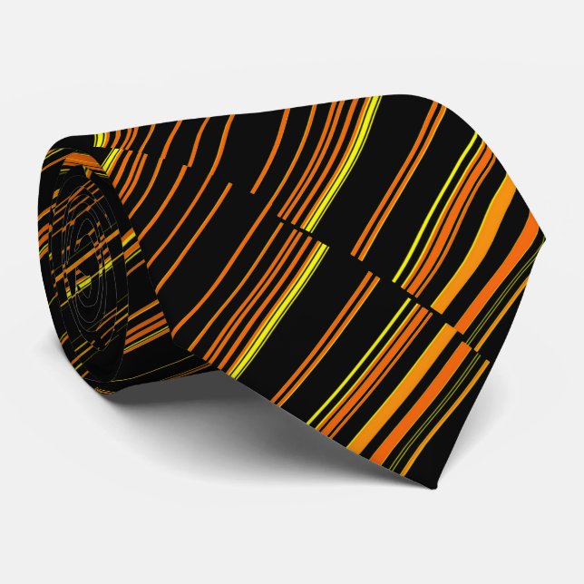 Very Cool Modern Orange Striped Tie (Rolled)