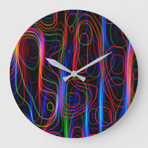 VERY COOL Neon Multicolored Curved Lines Large Clock