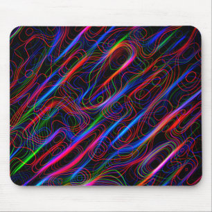 VERY COOL Neon Multicolored Curved Lines Mouse Pad