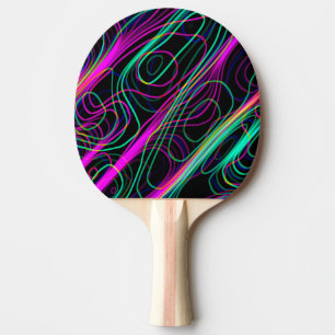 VERY COOL Neon Multicolored Curvy Lines Ping Pong Paddle
