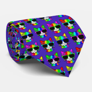 Very Cool Rainbow Cat Pattern  Tie