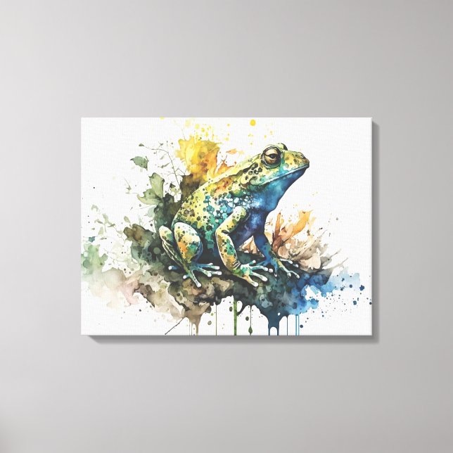 Very Cool Semi-Abstract Frog Painting Canvas Print (Front)
