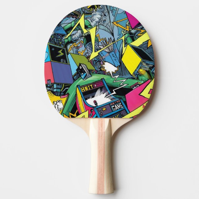 Very Cool Video Game Graffiti Ping Pong Paddle (Front)