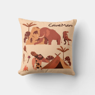 Very Cool Vintage Cave Man Throw Pillow