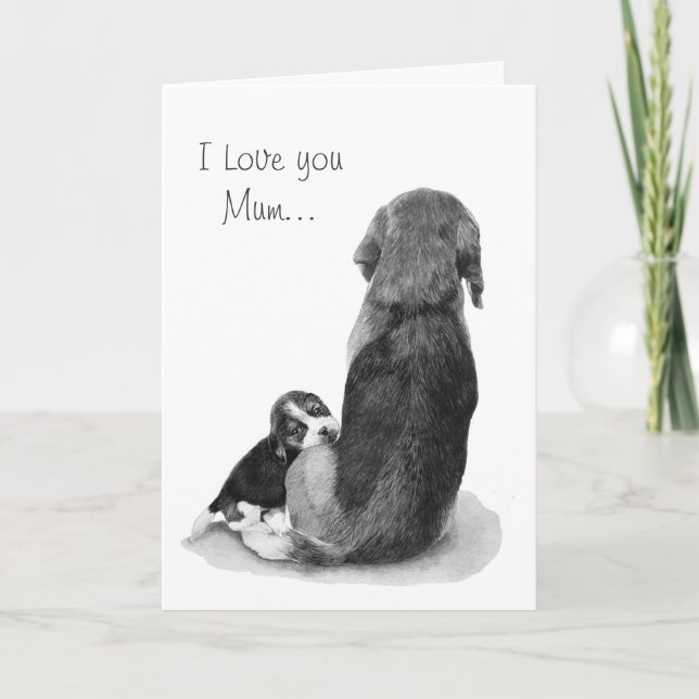 very cute beagle puppy with mum card (Front)