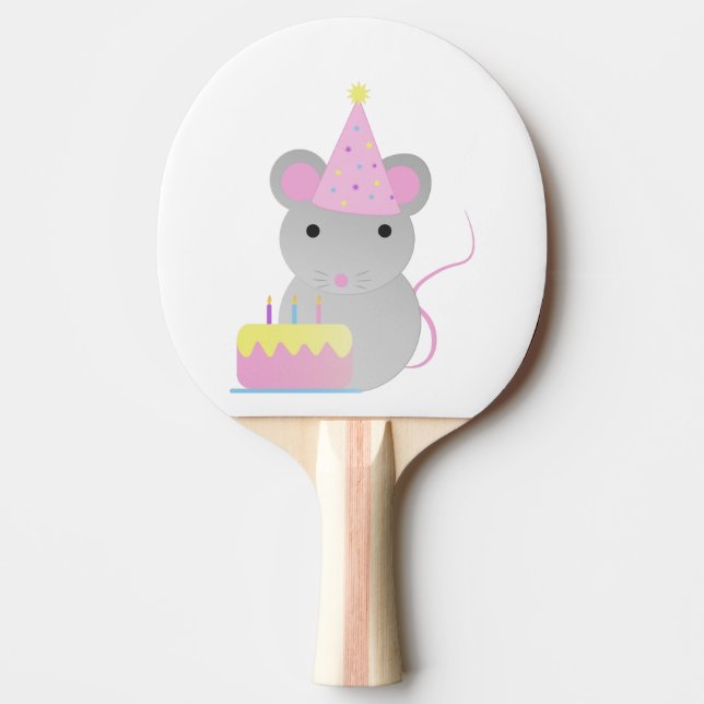 Very Cute Birthday Party Mouse Ping Pong Paddle (Front)
