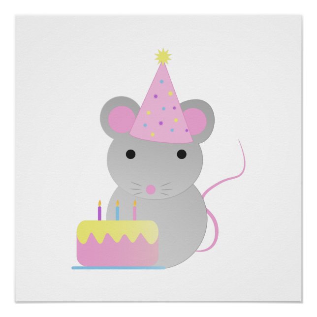Very Cute Birthday Party Mouse Poster (Front)