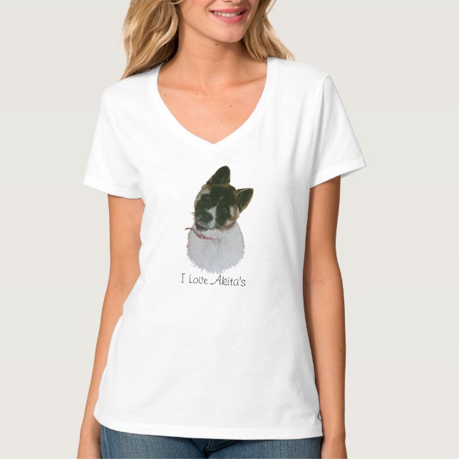 very cute black and white japanese akita puppy T-Shirt (Front)