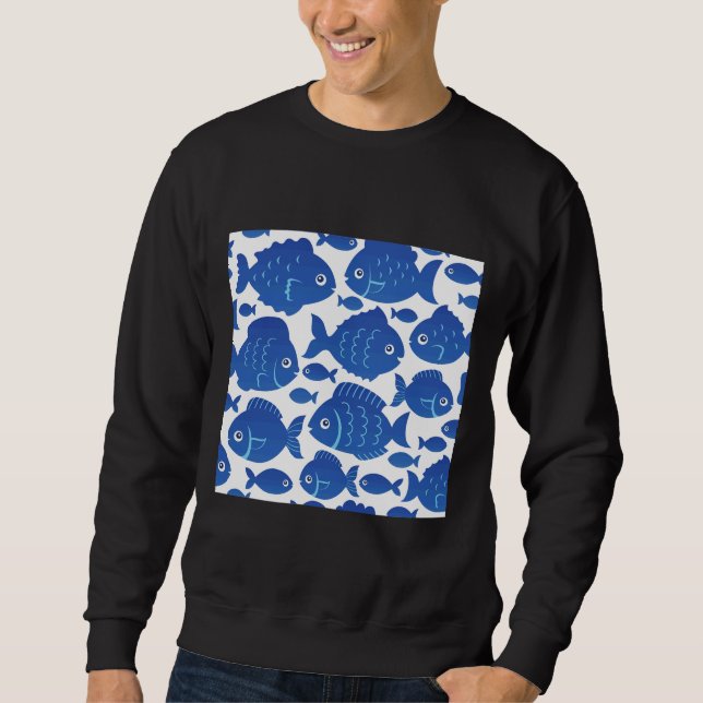 Very Cute Blue Fishes Nautical Sea Life Sweatshirt (Front)