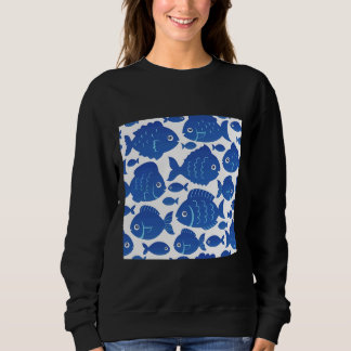 Very Cute Blue Fishes Nautical Sea Life Sweatshirt
