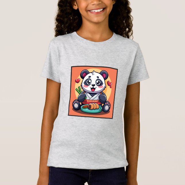 Very Cute eating Panda T-Shirt (Front)