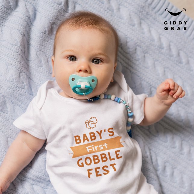 Very Cute First Thanksgiving Holiday Quote  Baby Bodysuit (Creator Uploaded)