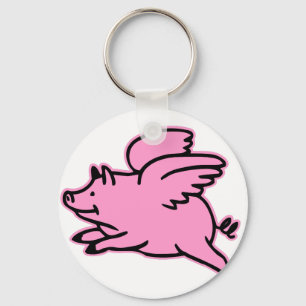 Very Cute Flying Pink Pig Key Ring
