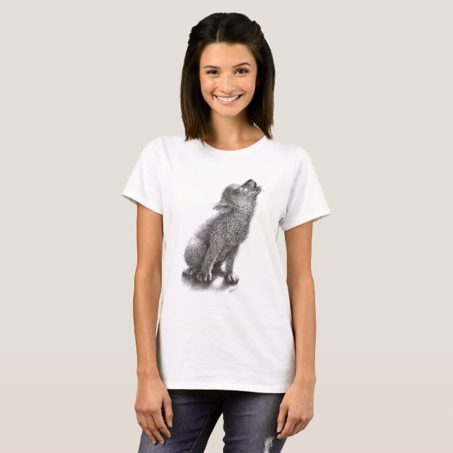 Very Cute Howling Dog Wolf T-Shirt (Front Full)