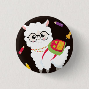Very cute l Llama with backpack 3 Cm Round Badge