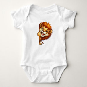 Very Cute Little Lion Peeking Baby Bodysuit
