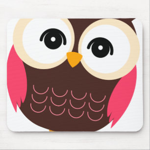 Very Cute Retro Girl Owl Mouse Pad