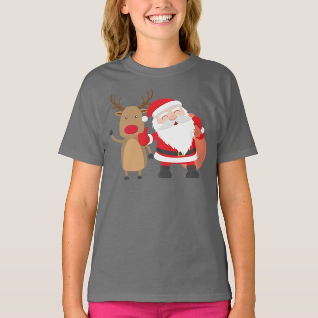 Very Cute Santa Claus and Reindeer | Shirt (Front)