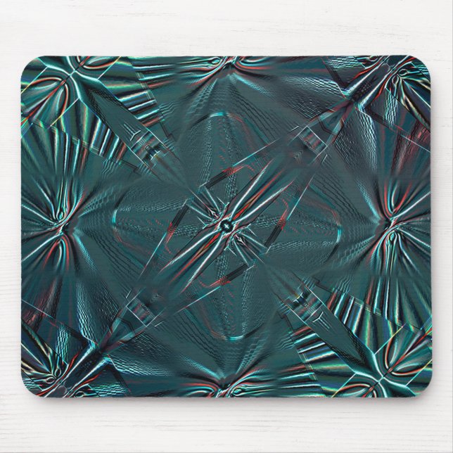 Very dark cyan abstract shapes in dotted texture   mouse pad (Front)