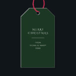 Very Dark Green - Elegant Christmas Gift Tags<br><div class="desc">Very Dark Green & Minimal Typography - Gift Tags One side is solid dark green with elegant and minimalist typography, and the other features elegant lines with snowflakes in pure white. Minimalist Christmas Holidays / Elegant Modern Minimal Classic - Gift Wrapping Supplies Template With Customisable / Personalizable Text - Enhance...</div>