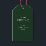 Very Dark Green - Elegant Christmas Gift Tags<br><div class="desc">Very Dark Green & Minimal Typography - Gift Tags One side is solid dark green with elegant and minimalist typography, and the other features elegant lines with snowflakes in pure white. Minimalist Christmas Holidays / Elegant Modern Minimal Classic - Gift Wrapping Supplies Template With Customisable / Personalizable Text - Enhance...</div>