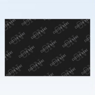 Very Dark Grey & Black Monogram Name Pattern Food Label