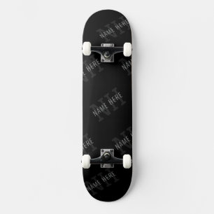 Very Dark Grey & Black Monogram Name Pattern Skateboard