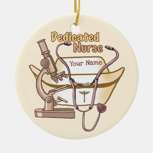 Very dedicated nurse  ceramic tree decoration (Front)