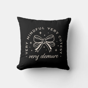 Very demure dark coquette black preppy aesthetic cushion