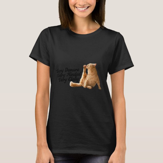 Very Demure Mindful Cly Meme Funny Cat  T-Shirt (Front)