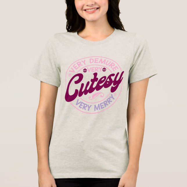 Very Demure Very Cutesy Christmas Tri-Blend Shirt (Front)