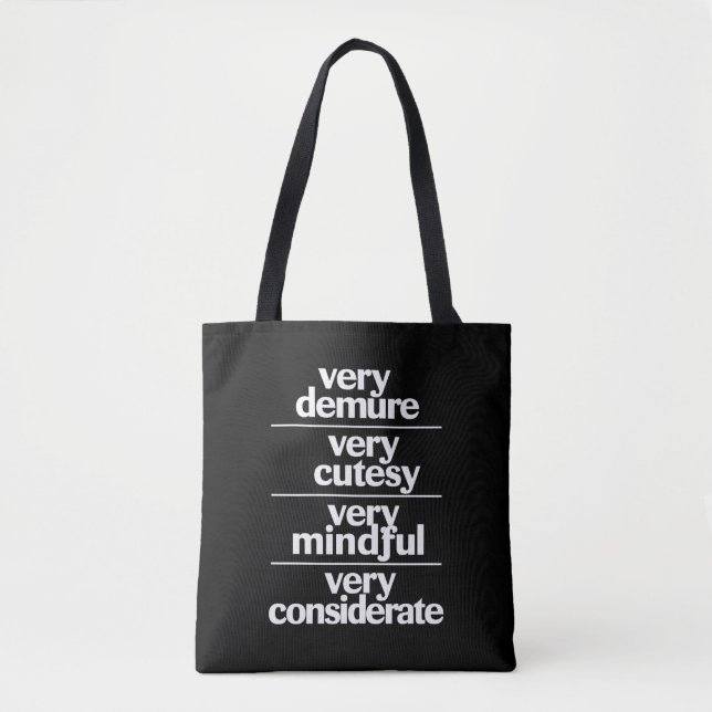 Very Demure Very Cutesy Very Considerate Demure Tote Bag (Front)
